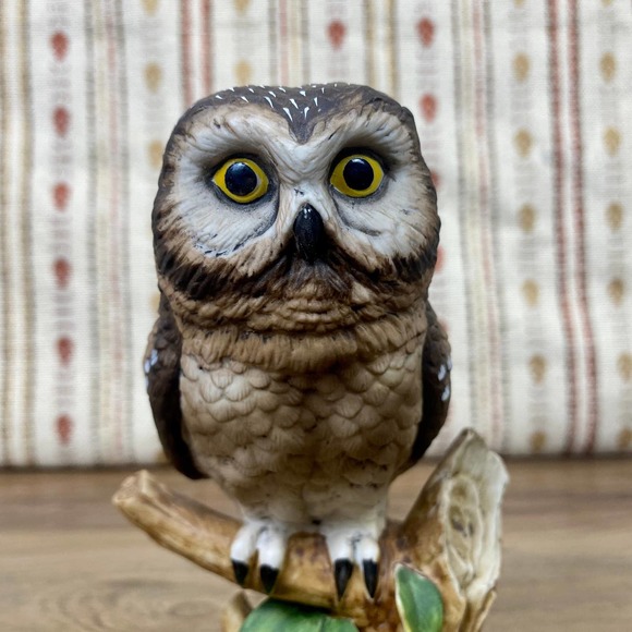 John James Audubon, Saw Whet Owl, Vintage 80s Ceramic Owl Figure - Picture 9 of 10